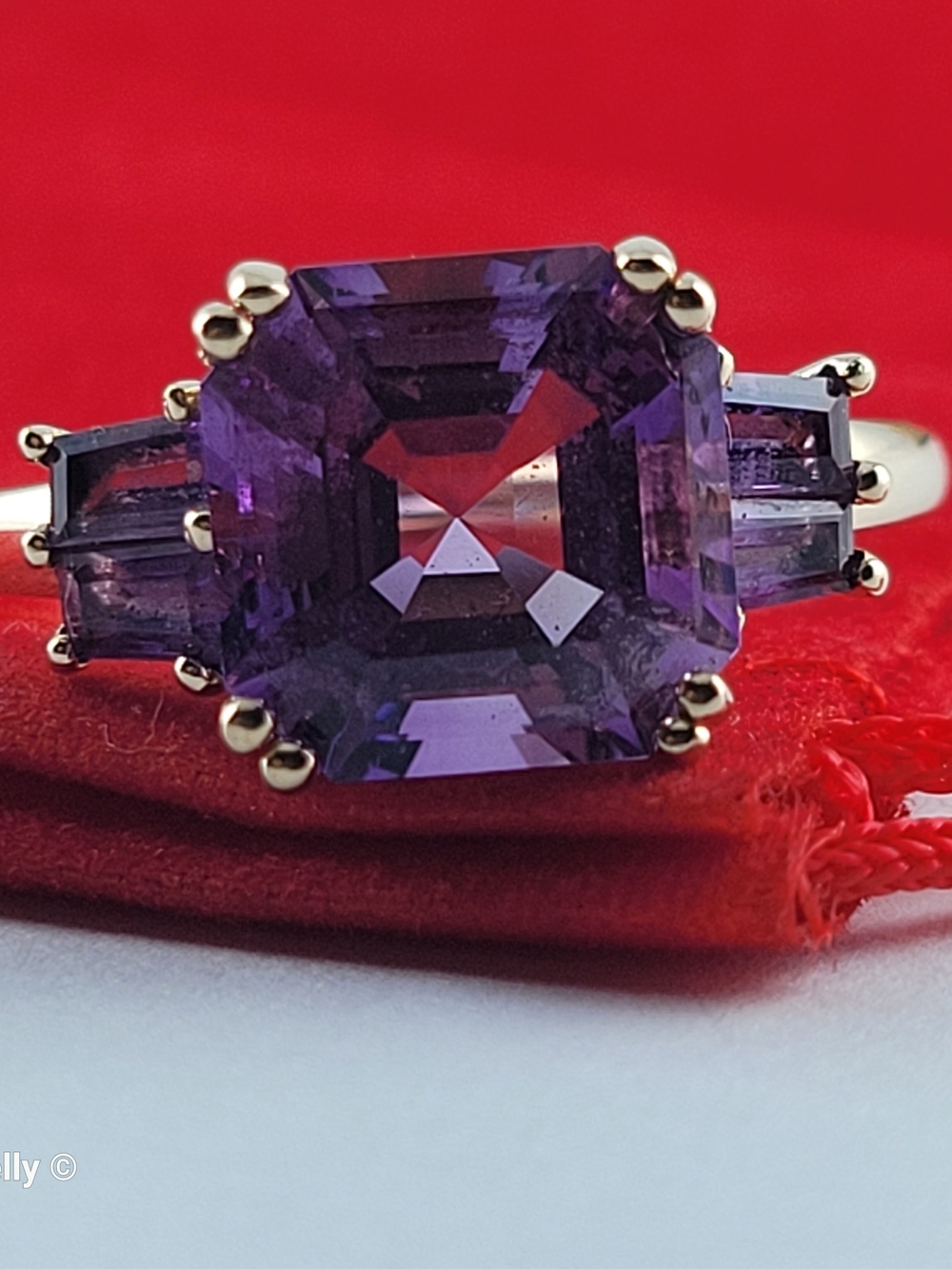 14K Yellow Gold Purple Amethyst Cocktail Ring Size 11 - Solid Gold! 👌🎁